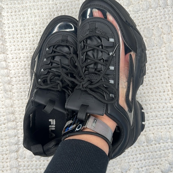 FILA: DISRUPTOR II CLEAR BLACK LEATHER SHOES size 7 - Picture 10 of 11